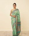 Mohey Women Turquoise Blue Bel Buti Patterned Saree