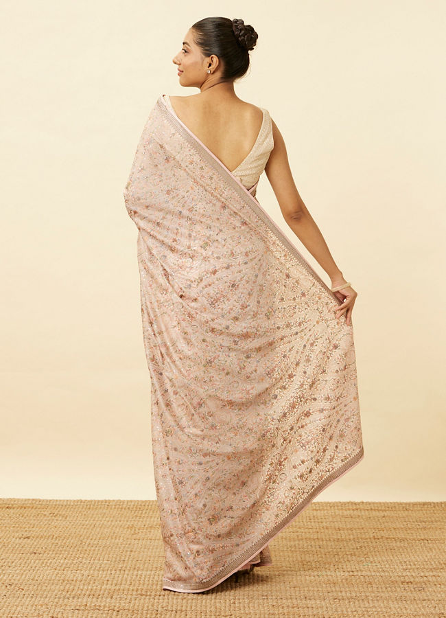 Mohey Women Rosewater Pink Saree with Sequined Paisley Patterns