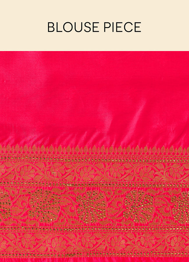 Mohey Women Fuchsia Pink Floral Patterned Saree
