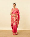Fuchsia Pink Floral Patterned Saree image number 0