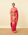 Fuchsia Pink Floral Patterned Saree