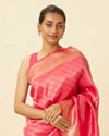 Fuchsia Pink Floral Patterned Saree image number 1