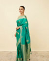 Mohey Women Turquoise Green Saree with Peacock Patterns