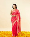 alt message - Mohey Women Hot Pink Zari Work Saree image number 0