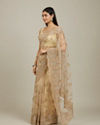 Mohey Women Warm Beige Bel Buti Patterned Stone Work Saree image number 2