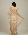 Mohey Women Warm Beige Bel Buti Patterned Stone Work Saree