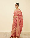 Flamingo Pink Saree with Floral Medallion Patterns image number 3