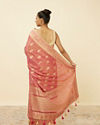 Flamingo Pink Saree with Floral Medallion Patterns image number 2