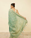 Mohey Women Pastel Turquoise Saree with Floral Medallion Patterns