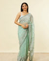 alt message - Mohey Women Sea Green Bel Buti Patterned Stone Work Saree image number 0