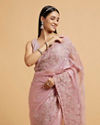 Mohey Women Baby Pink Buta Embroidered Saree with Mirror & Sequin Work