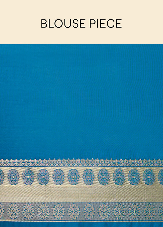Mohey Women Royal Blue Paisley Bordered Saree