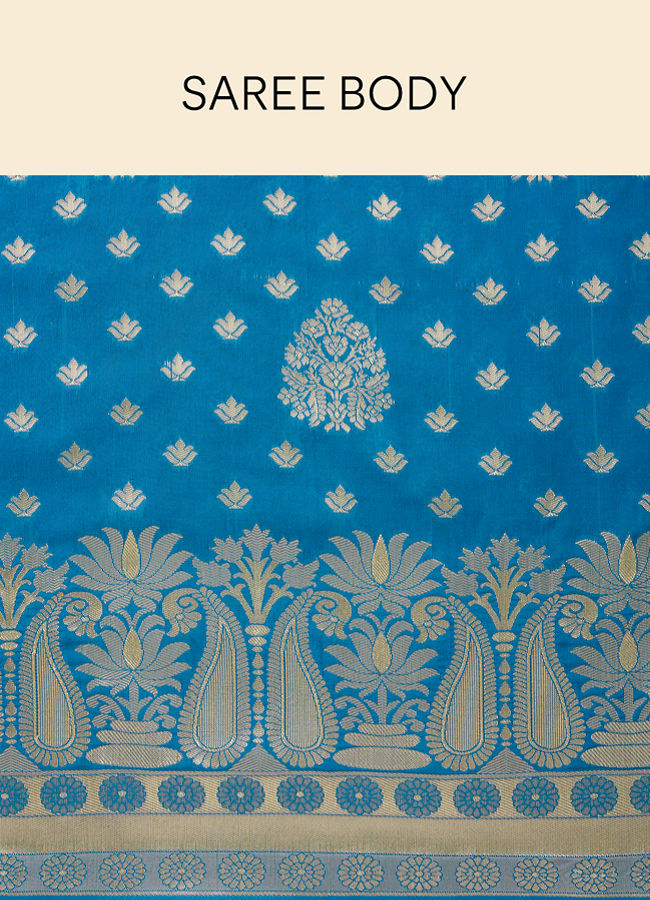 Mohey Women Royal Blue Paisley Bordered Saree