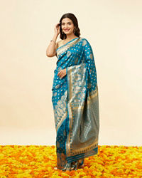 Mohey Women Royal Blue Paisley Bordered Saree