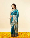 Royal Blue Paisley Bordered Saree image number 3