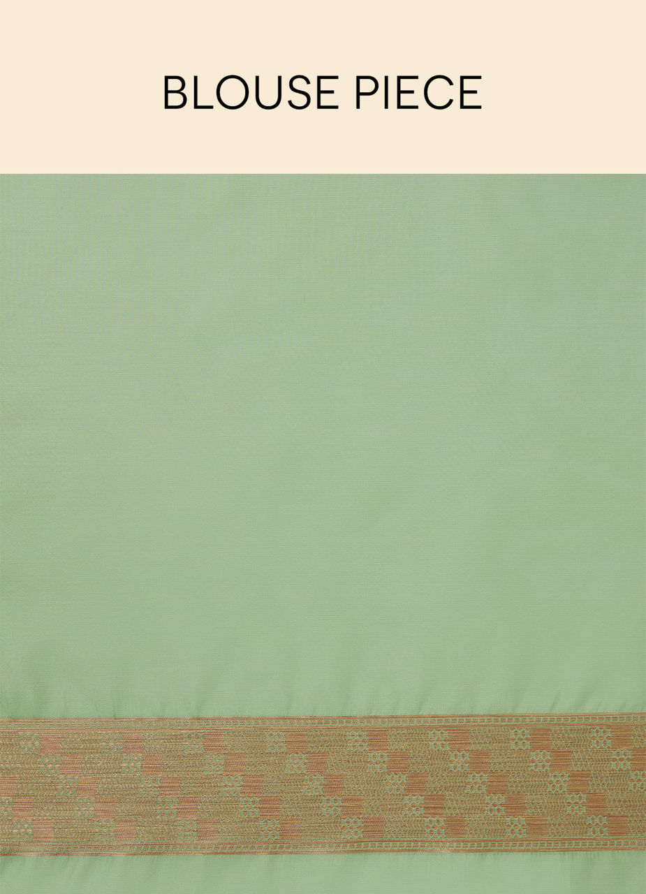 Mohey Women Pista Green Floral Zari Work Saree