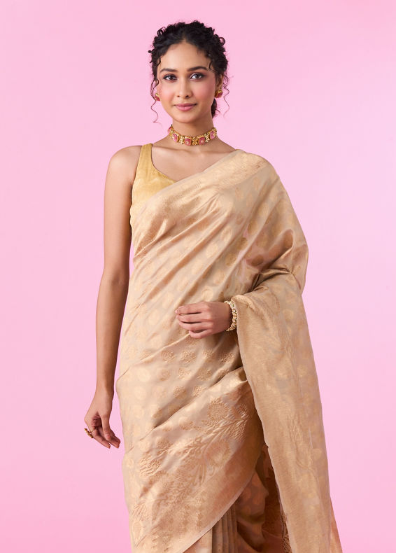 Mohey Women Elegant Beige Gifting Saree