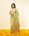 Pista Green Floral Zari Work Saree