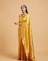 Mohey Women Sunshine Yellow Buta Patterned Saree with Bel Buti Border