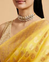 Mohey Women Sunshine Yellow Buta Patterned Saree with Bel Buti Border