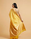 Mohey Women Sunshine Yellow Buta Patterned Saree with Bel Buti Border