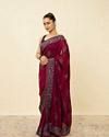 Rouge Red Stone Work Saree with Floral Patterns image number 3