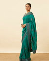Emerald Green Stone Work Saree with Floral Patterns image number 3