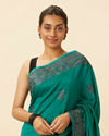 Emerald Green Stone Work Saree with Floral Patterns image number 1