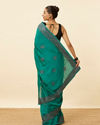 Emerald Green Stone Work Saree with Floral Patterns image number 2