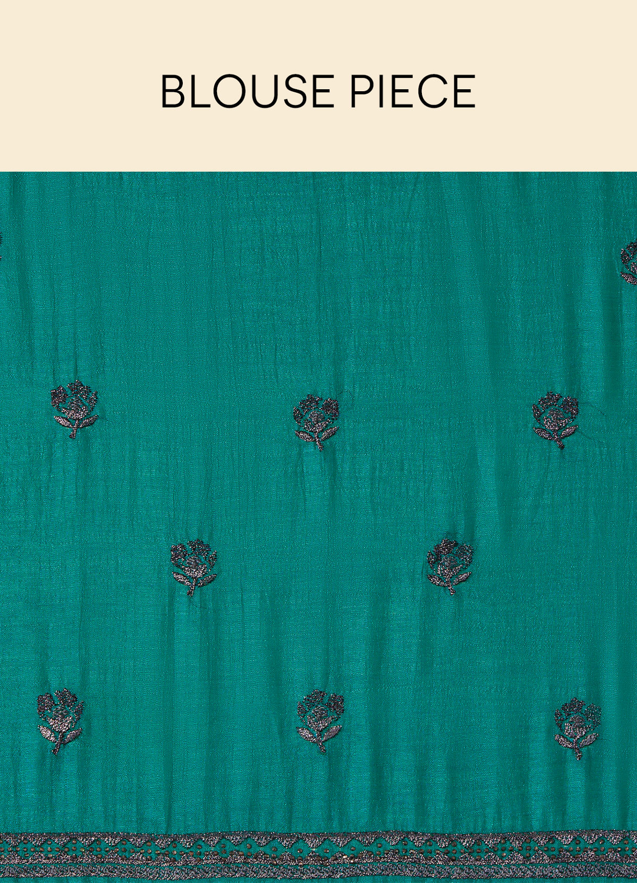 alt message - Mohey Women Emerald Green Stone Work Saree with Floral Patterns image number 5