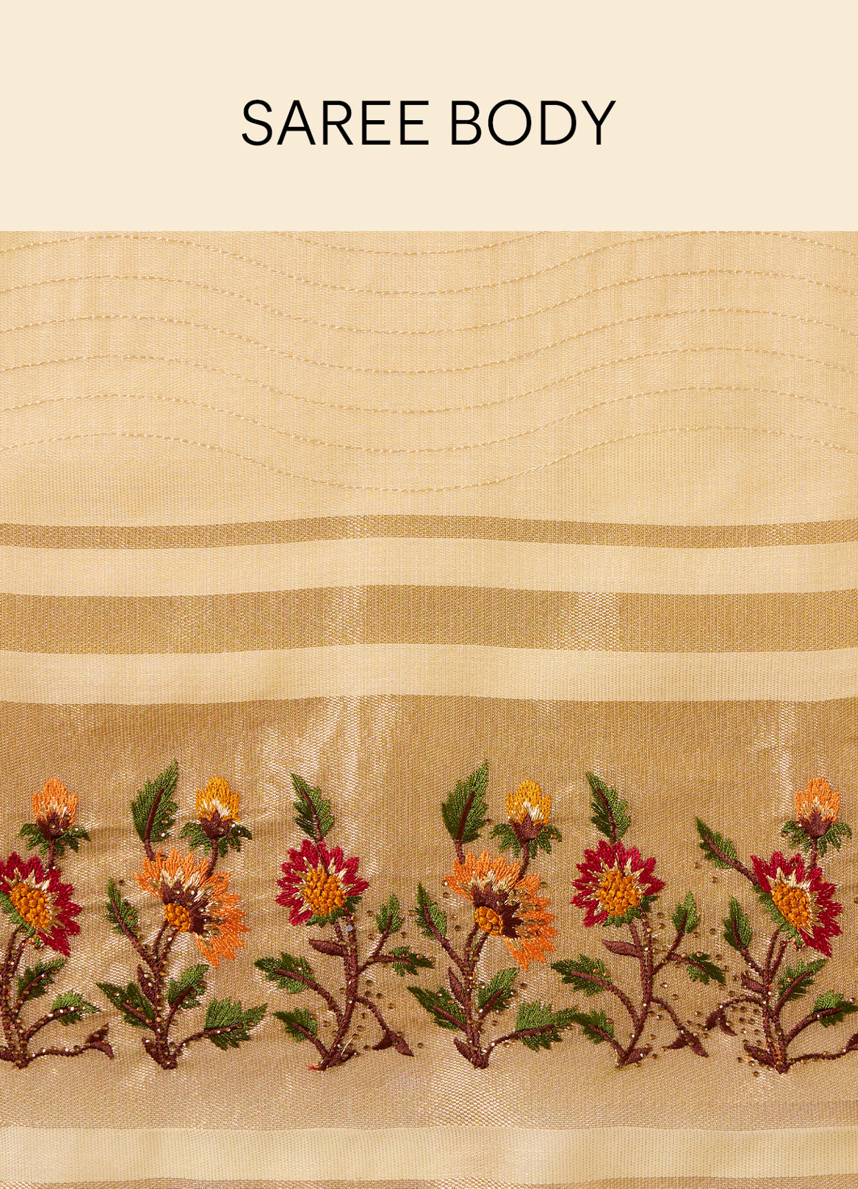 Mohey Women Ivory White Saree with Sequins and Patterned Borders