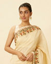 Mohey Women Ivory White Saree with Sequins and Patterned Borders