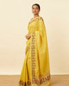 Mohey Women Primrose Yellow Saree with Botanical Patterns