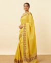 alt message - Mohey Women Primrose Yellow Saree with Botanical Patterns image number 3