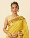 alt message - Mohey Women Primrose Yellow Saree with Botanical Patterns image number 1