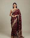 Ruby Red Floral Zari Work Bridal Saree