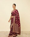 Mohey Women Wine Satin Saree with Harlequin Patterns