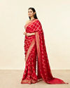 Tomato Red Grid Patterned Stone Work Saree image number 3