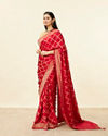 Mohey Women Tomato Red Grid Patterned Stone Work Saree