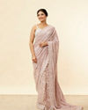 Mohey Women Pastel Purple Bel Buti Patterned Stone Work Saree image number 0