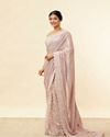 Mohey Women Pastel Purple Bel Buti Patterned Stone Work Saree