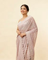 Mohey Women Pastel Purple Bel Buti Patterned Stone Work Saree