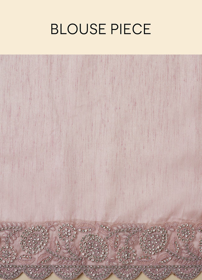 Mohey Women Pastel Purple Bel Buti Patterned Stone Work Saree