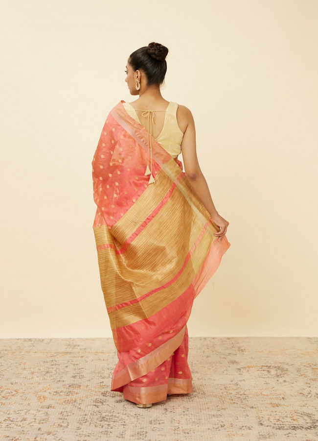 Mohey Women Flamingo Pink Saree with Zari Motifs