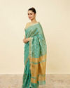 Mohey Women Ocean Green Shimmery Patterned Saree