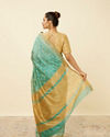 Mohey Women Ocean Green Shimmery Patterned Saree