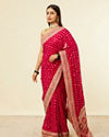 Rani Pink Buta Printed Sequinned Saree image number 3