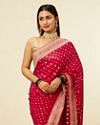 Rani Pink Buta Printed Sequinned Saree image number 1