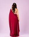 Mohey Women Pink Satin Majesty Saree