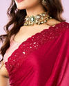 Mohey Women Pink Satin Majesty Saree